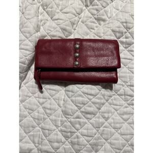 Brighton Nolita Shimmer Magnetic Fold Over Wallet Lipstick Red Soft Leather